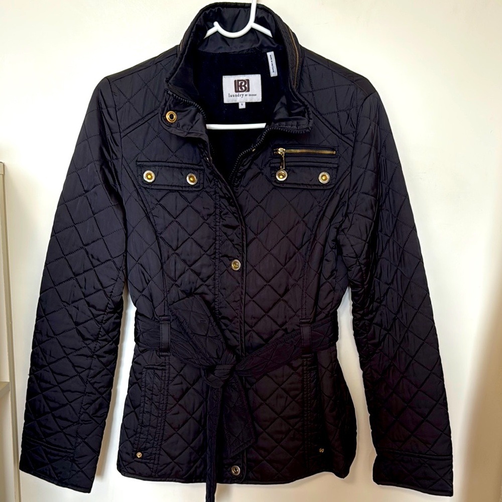 Laundry by Design Belted Black Coat Small Size